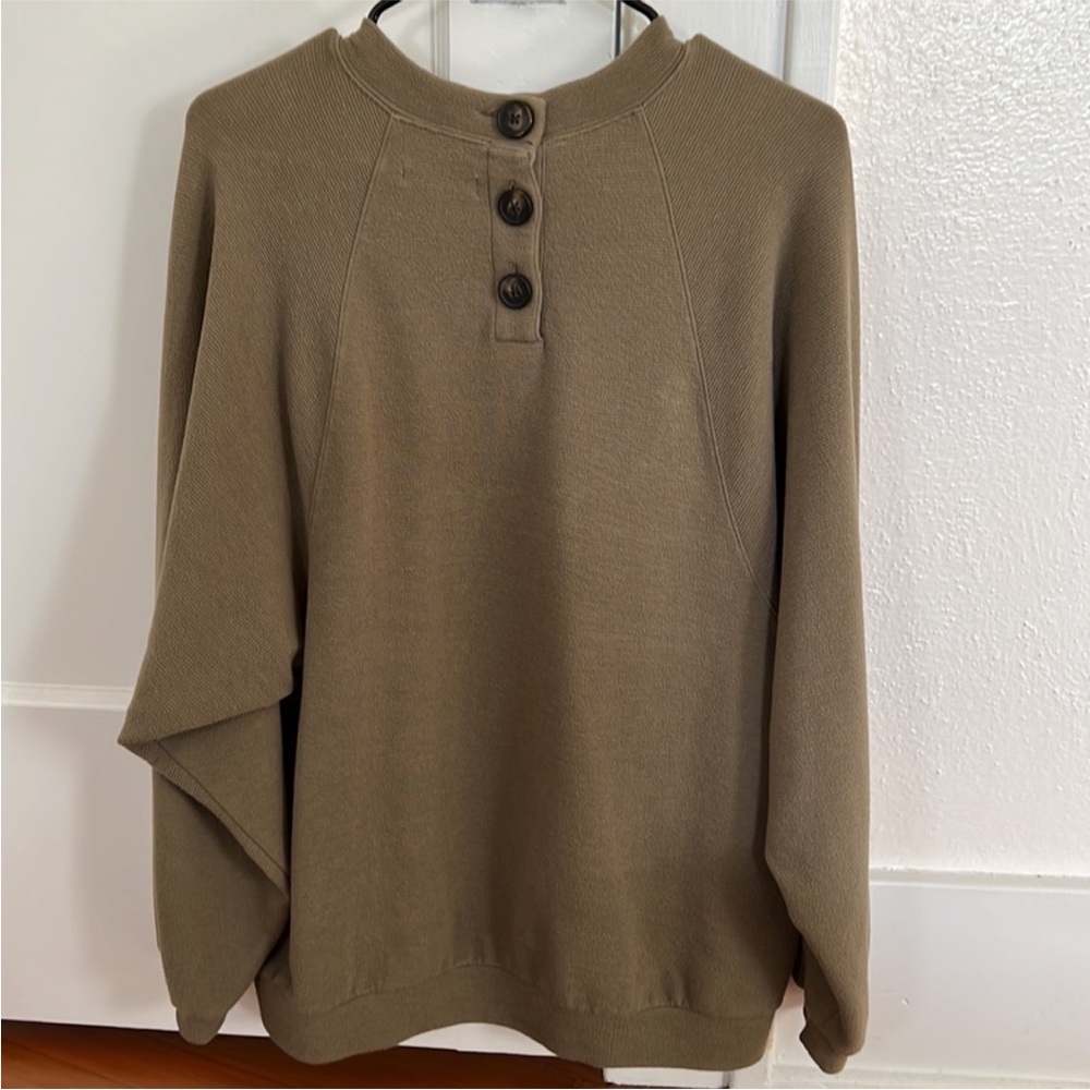 Madewell army green button back sweatshirt